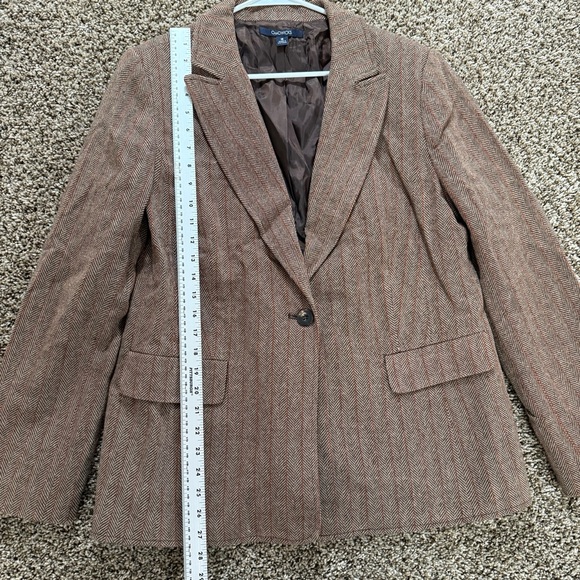 Chadwicks Women’s Plus Size 18 Wool Blend Herringbone Blazer Brown Lined Jacket - Picture 3 of 9